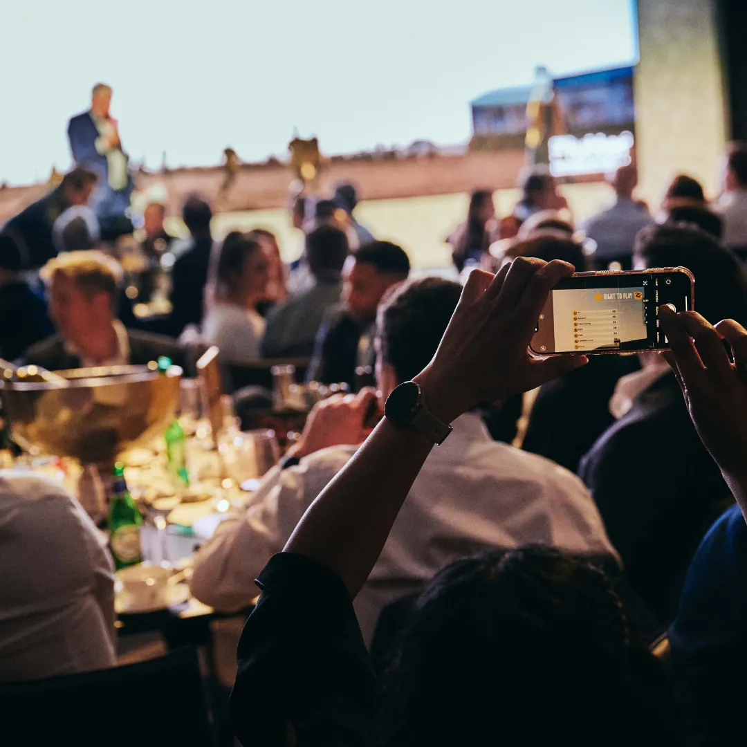 A crowd shot of the guests at the Sports Quiz