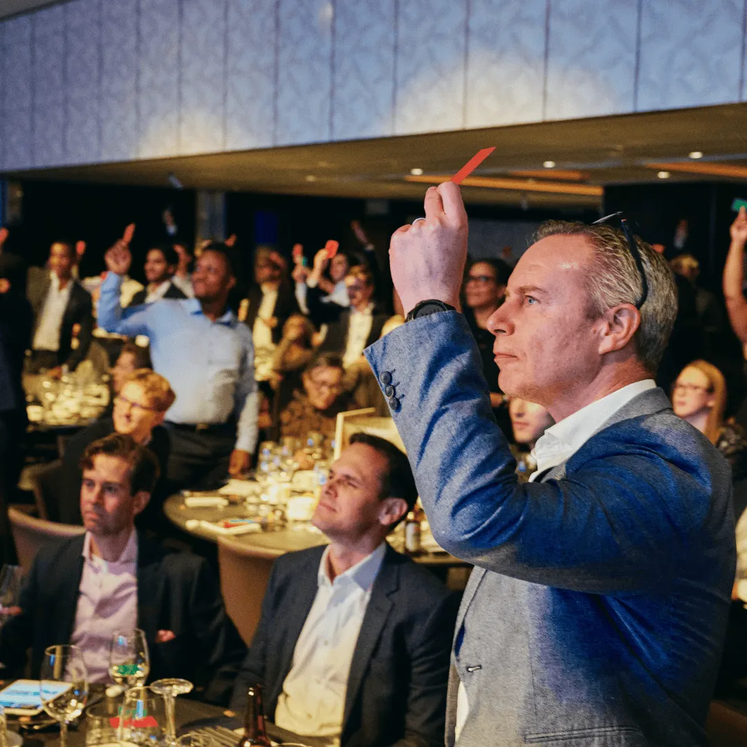 An excited crowd at the Sports Quiz